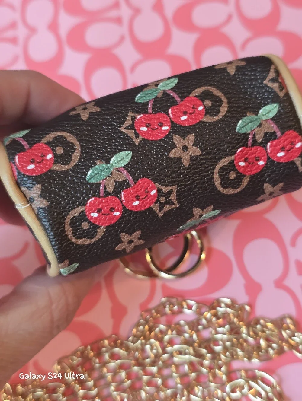 Cherry Mini Coin Purse Bag Charm/ Keychain NEW